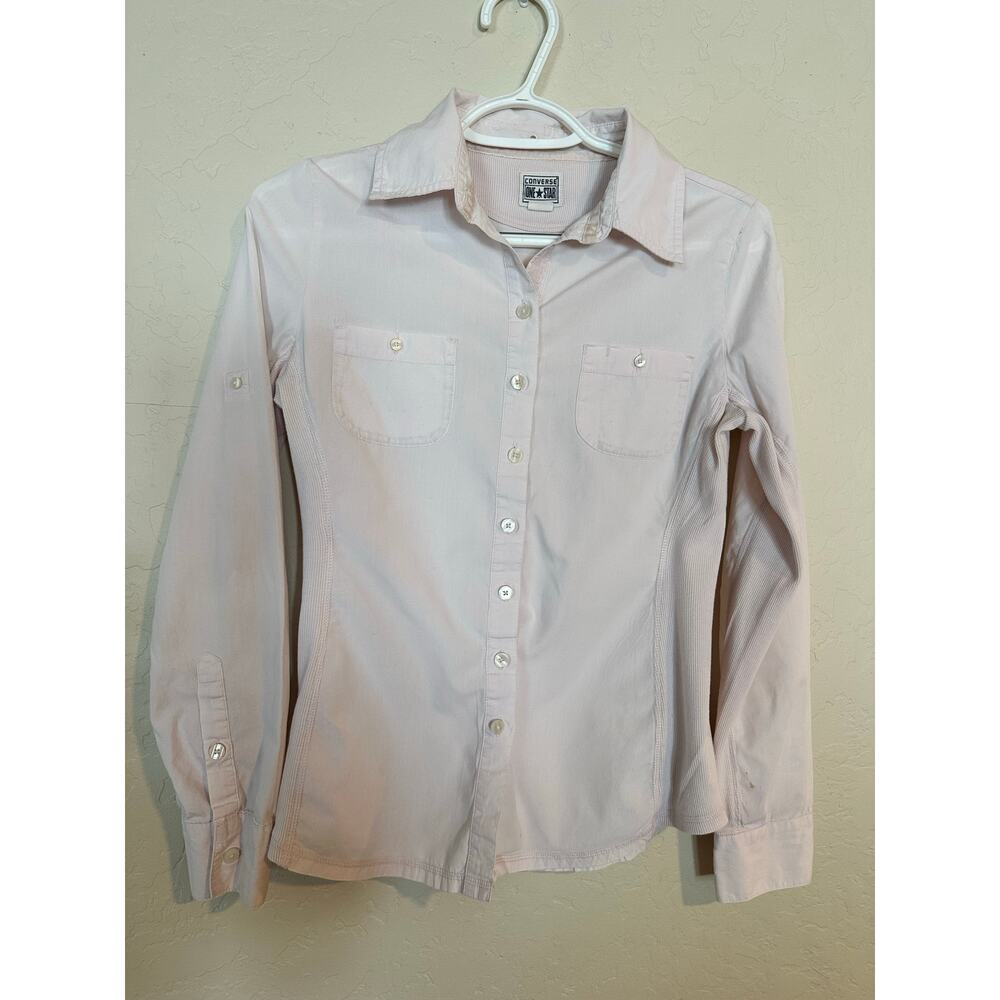 Converse Light Pink Button-Up Shirt – Stretch Panels – Women’s Small